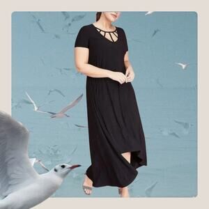 Lane Bryant Dress 14/16  1X Short Sleeve Black Cage Midi NEW NWT